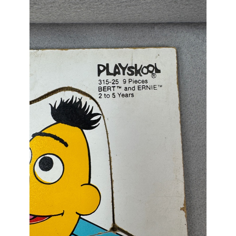 Vintage Playskool Bert and Ernie Puzzle 315-25 Sesame Street Wood 9 Piece USA - Picture 2 of 4